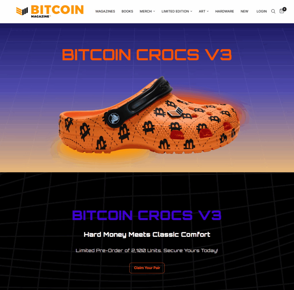 Bitcoin  Crocs in Bitcoin Magazine Store